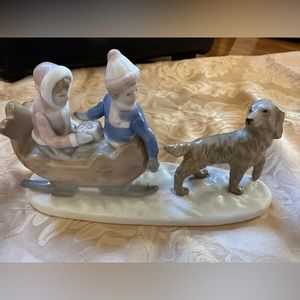 Vintage Meico 8.5" Figurine “Sleigh Ride” By Paul Sebastian Winter Porcelain
